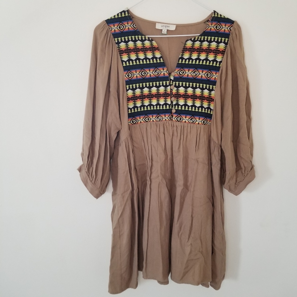 Umgee S babydoll bibbed southwestern tunic top